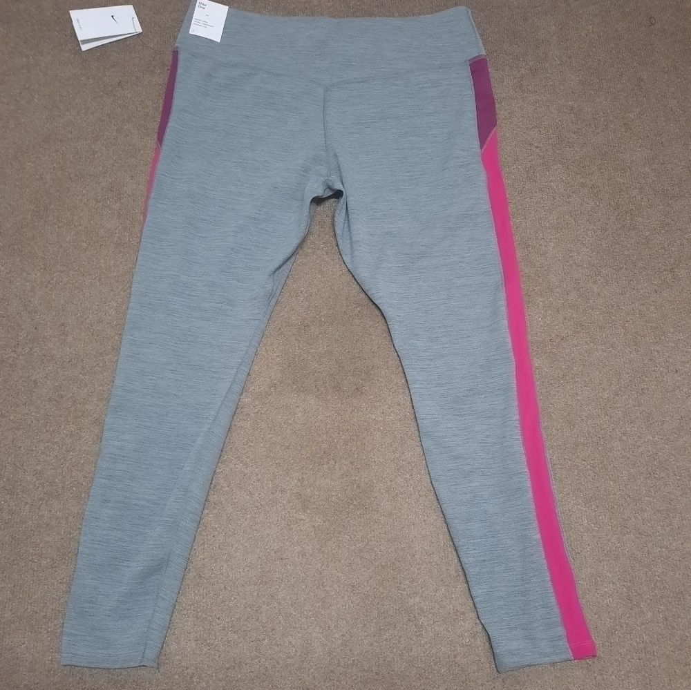 Nike One (Women's XXL) Women's Dri-Fit Gray/Pink Color Block Leggings New